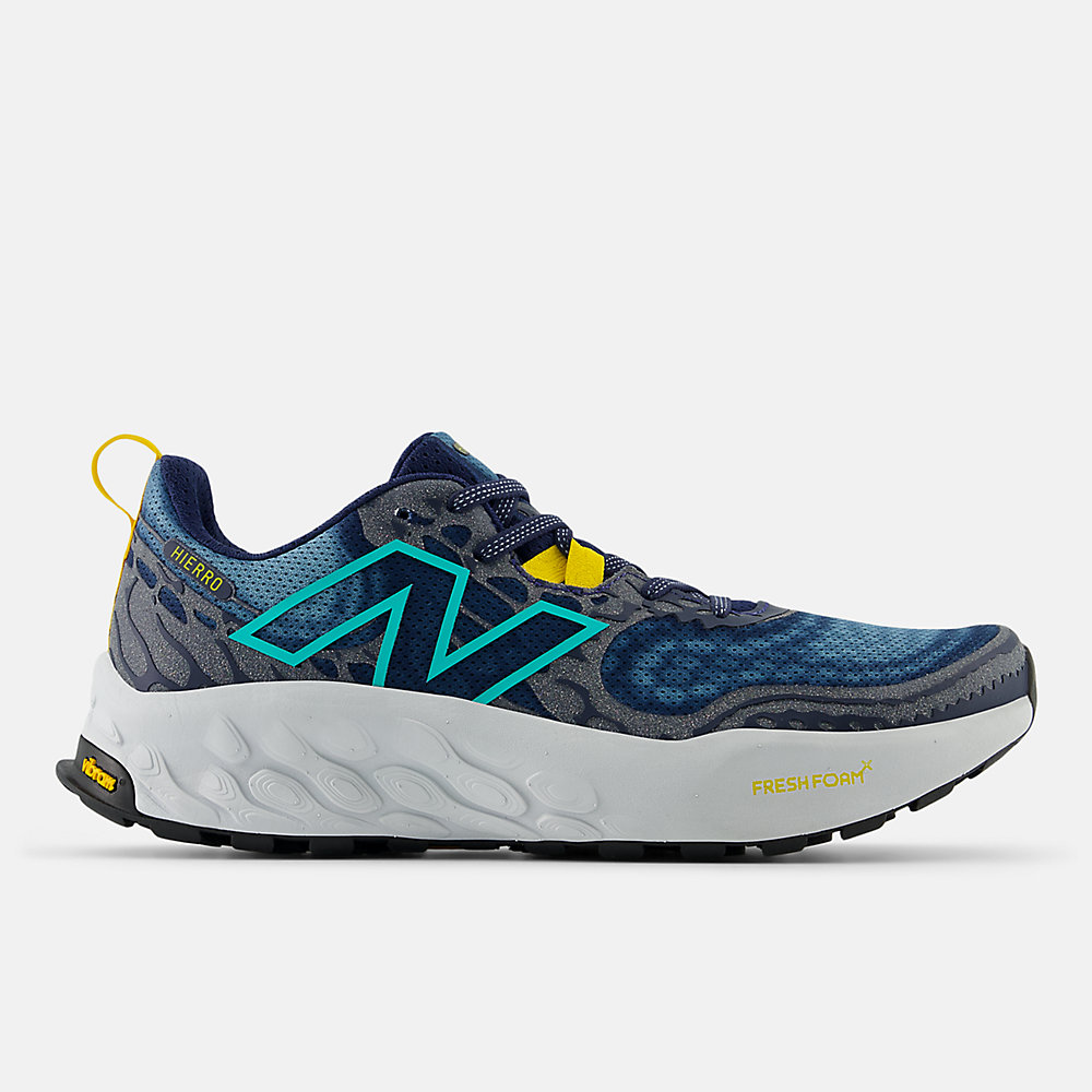 New Balance Fresh Foam X Hierro v8 Shoes NB Navy with Quartz Grey and Cyber Jade